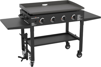 36" Gas Griddle Cooking Station 4 Burner Flat Top Gas Grill Propane Fueled Restaurant Grade Professional 36" Outdoor Griddle Station with Side Stands (1554)
