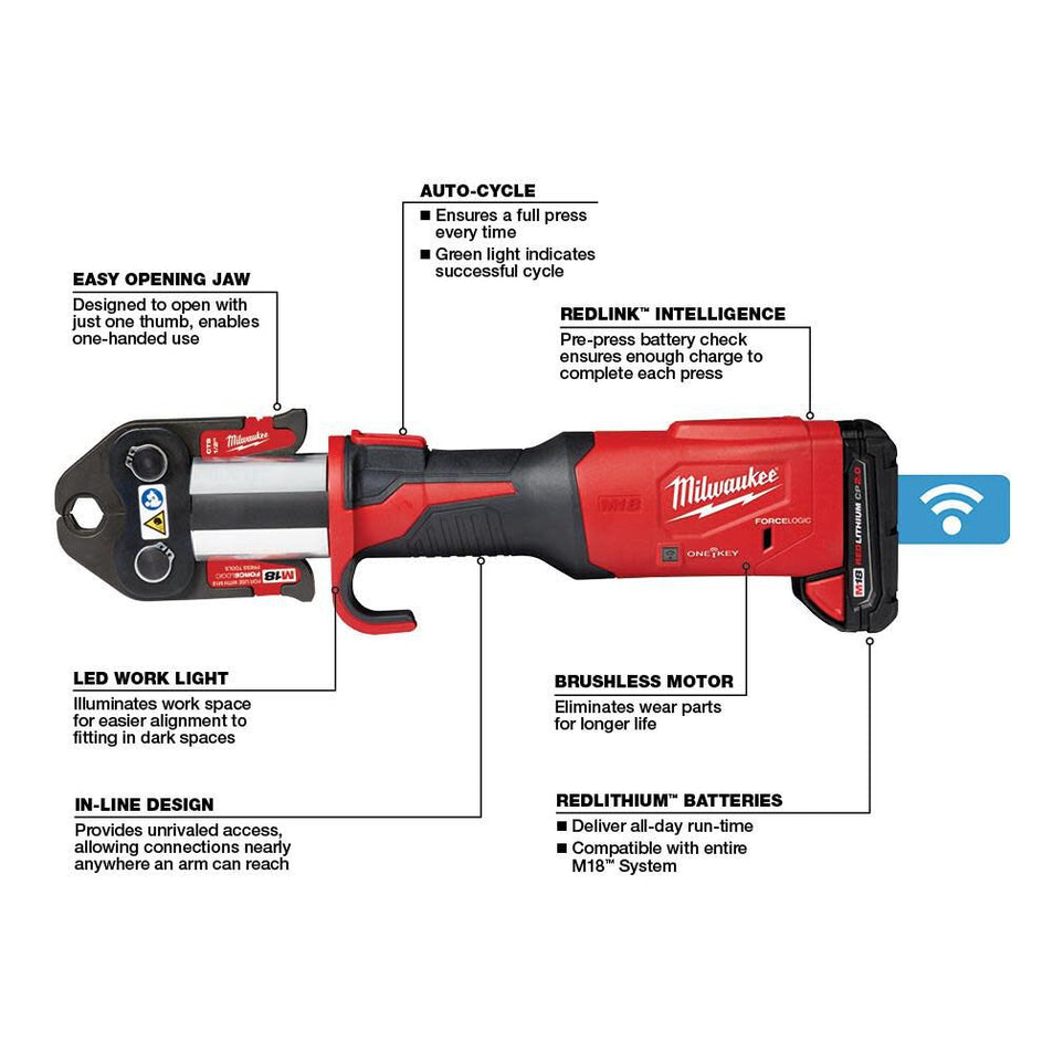 Milwaukee M18 FORCE LOGIC Press Tool with ONE-KEY with 1/2