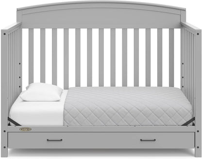 5-in-1 Convertible Baby Bed (with drawers, white) - Green Guardian Gold Certification, built-in baby bed storage drawer, convertible to toddler bed, day bed and full-size bed