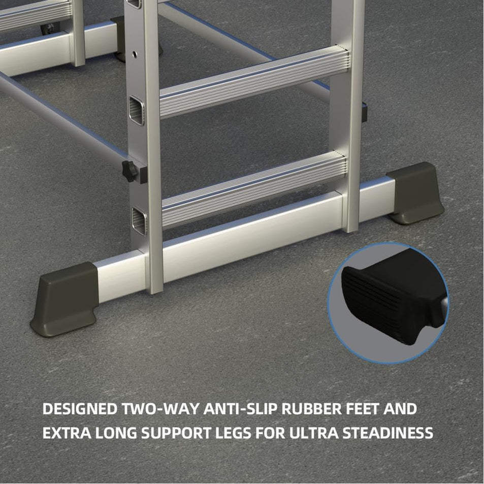 Foldable Scaffolding Ladder, Multipurpose Rolling Work Platform, Scaffold Tower, Ladder Stool Bench, Adjustable Platform, 330 Lbs Duty Rate