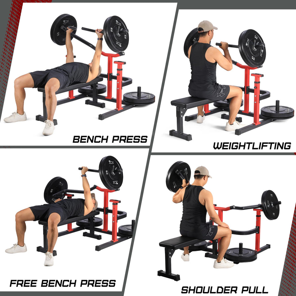 Chest Press Machine, 1050LBS Capacity, Independent Converging Arms, Weight Bench Press with Adjustable Flat Bench for Upper Body Workouts, Red