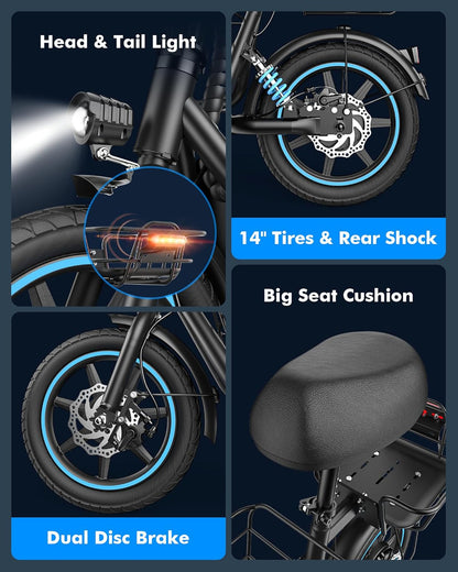 Electric Scooter with Large Basket, 550W Motor