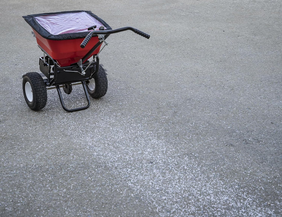 Multi-Purpose Walk Behind Push Spreader, 100 Pound Capacity, Multi Use Tool for Grass Seed, Salt, De-Icer, Fertilizer and Seeds