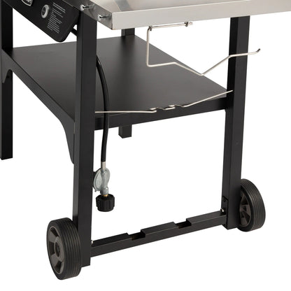 Cuisinart Outdoor Wok Station, 50,000 BTU Propane Outdoor Wok Burner w Prep Table, 14 Carbon Steel Wok for Stir Fry, Searing, BBQ Black