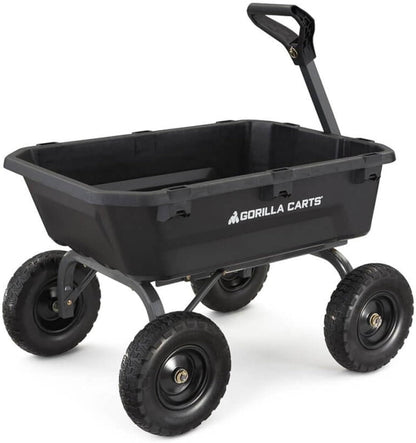 7GCG-NF Heavy-Duty Poly Dump Garden Cart with No-Flat Tires, 7 Cubic Feet, 1200-Pound Capacity, Black, Amazon Exclusive