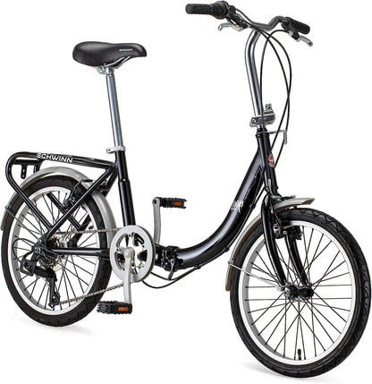 Schwinn Loop Adult Folding Bike for Men and Women, 20-inch Wheels, 7-Speed Drivetrain