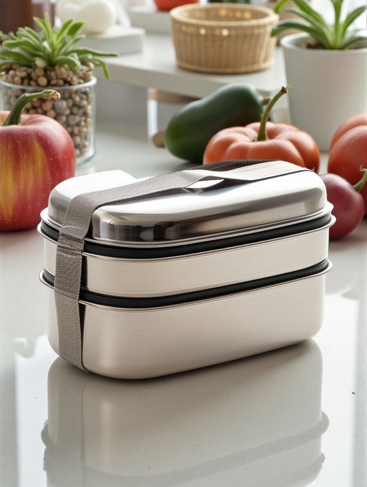 Double-Layer Stainless Steel Bento Box - Leakproof Eco-Friendly Lunch Container